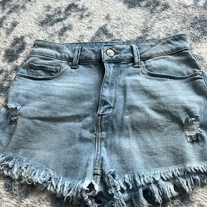 adorable rewash light blue high rise jean shorts